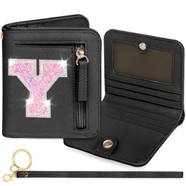 Imagem de YQE Carteira com inicial RFID para meninas pequenas, presentes na moda, aniversário, Natal, meia ideia de presente para adolescentes, filha, neta, sobrinha, 6, 7, 8, 9, 10, 11, 12, 13 anos, Preto, Y