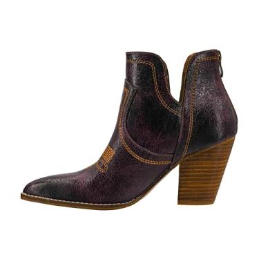 Imagem de Corkys Footwear Bota feminina Smoke Show da Hey Girl, com salto empilhado de 8,5 cm, zíper nas costas, palmilhas de EVA macias Corkys para uso diário e conforto, Vinho, 37