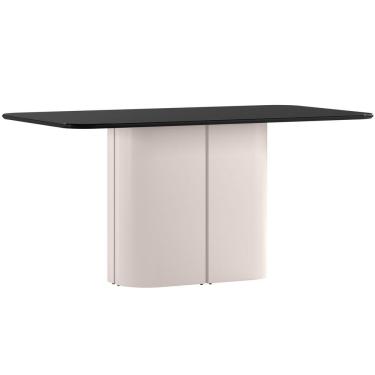 Imagem de Mesa De Jantar Para 6 Lugares 160cm Tampo Mdf Com Vidro Serena Off White/preto - New Ceval