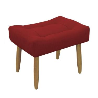 Imagem de Puff Banqueta Decorativo Pés Madeira Vermelho