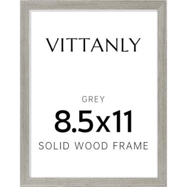 Imagem de Vittanly Porta-retrato de 21 x 28 cm, moldura de madeira maciça com acrílico, inclui tapete de 15 x 20 cm, pendurar na parede ou mesa para fotos, decoração de casa, cinza, 1 pacote