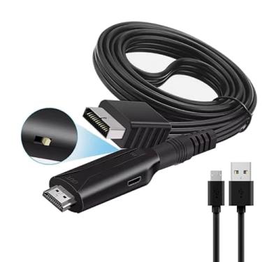 Imagem de HBFQMDJLX Cabo HDMI para console de jogos PS1/2, adaptador de sincronização de áudio e vídeo (com fonte de alimentação USB), design preto, suporta tela de alta definição, adequado para projetores e