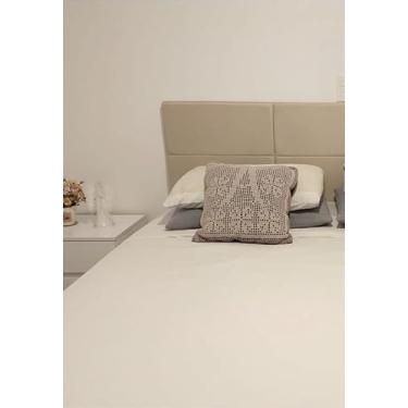 Imagem de Cabeceira Estofada Casal 6 Blocos Não é Segredo Veludo Bege 140x60