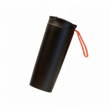 Imagem de Copo Térmico Antiqueda, Preto, 500ml, Parede Dupla, com Alça de Silicone, Tampa Protetora, Mantém Temperatura por 10 Horas, 22x8,5cm Easy Life