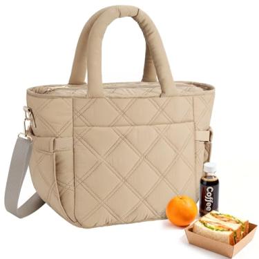 Imagem de Afuosy Lancheira isolada para mulheres e homens, lancheira macia e inchada, bolsa térmica reutilizável à prova de vazamento de grande capacidade com 4 bolsos, alça ajustável, ideal para trabalho, ao