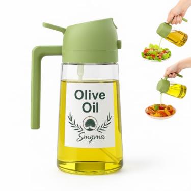Imagem de Pulverizador de azeite de oliva de vidro 470 ml – Dispensador de óleo 2 em 1 e frasco de spray para cozinhar, controle de porções, salada, fritadeira a ar, churrasco – à prova de vazamento, garrafa de