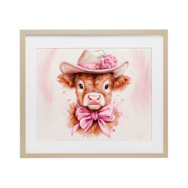 Imagem de Stupell Industries Impressão emoldurada de bétula bonita em vaca rosa sob vidro, design de Shawna Stewart, 13 x 16