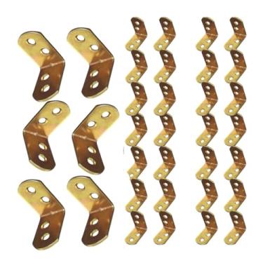 Imagem de Cantoneira Metálica para Móveis, 3x3 cm, Kit com 30 Peças, Dourada, Reforço Estrutural para Armários e Estantes