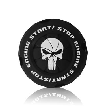 Imagem de HHZL Capa de botão de arranque para carro, crânio, giratório, push to start, kit de ignição, acessórios de carro para homens, tipo spinning, botão de abertura de motor de um toque, capa decorativa