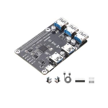 Imagem de Hub HAT USB 3.0 de 4 portas para Raspberry Pi - Placa de expansão de alta velocidade com Plug and Play