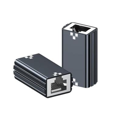 Imagem de FINEANDENG 2 peças Gigabit RJ45 Acoplador de rede RJ45 fêmea para fêmea 8P8C conector de cabo Ethernet reto para roteadores, laptops, interruptores, computadores, etc