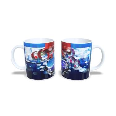 Imagem de Caneca de Cerâmica Branca com Tema de Natal, 325ml, Decoração Natalina com Bolas Douradas e Estrelas (15)