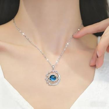 Imagem de Colar de ouro feminino, lua celestial e pingente de estrela com pedra preciosa – joia elegante de céu noturno, presente delicado para mulheres, X-Large, Gema, Ammolite