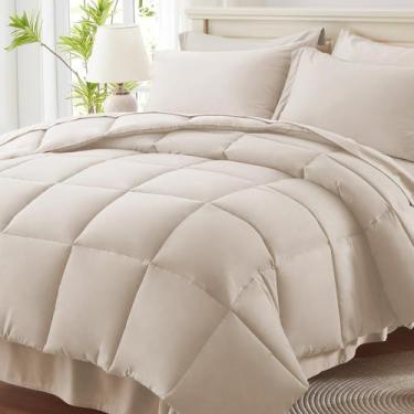 Imagem de Set de Edredón Anluoer Tamaño Twin Beige 5 Piezas con Sábanas