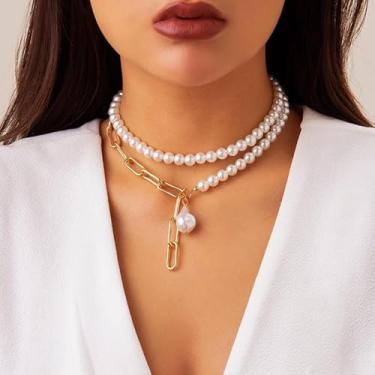 Imagem de Colar feminino com gota de pérola dourada e delicada em camadas longas boêmias, presentes de amizade para mulheres, presentes de Natal, Dia dos Namorados, Medium, Latão, Sem Pedra Preciosa