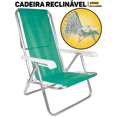 Imagem de Cadeira De Praia Mor Reclinável 8 Posições Até 100kg Reforçada Alumíni