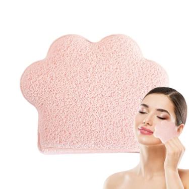 Imagem de Esponja de lavagem do rosto, esfoliante de face esponja,Projeto de pata de gato aumentado esponjas faciais compactadas | Manuais Motas de lavagem ampliada Toalhas de remoção de cosméticos