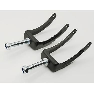 Imagem de Garfo de roda de aço de 20 cm, peças de reposição de garfo dianteiro universal para cadeiras de rodas e cadeira de transporte, STDS3J4533, com porca (1Pr, preta)