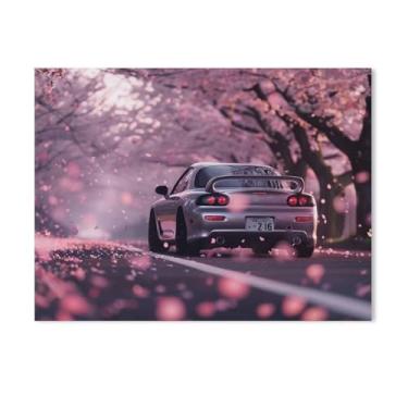 Imagem de HouLaiZhe Rosa Flor de Cerejeira Carro Rx7 Jdm Posters Tela Estética Decoração de Quarto Pintura de Parede Impressões Sala de Galeria Decoração de Parede para Quarto Sala de Estar Escritório 18 x 24