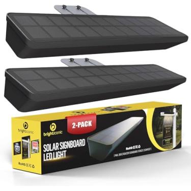 Imagem de BRIGHTICONIC Luzes LED para placa solar, economia de energia, longa autonomia, conjunto de 2 brancos quentes (preto)