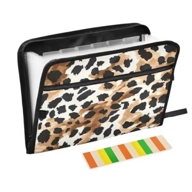 Imagem de CEBUGI Pasta expansível de 13 bolsos, impermeável, sanfonada, organizador de arquivos com etiquetas tamanho A4, organizador de documentos de papel para escola, material de escritório, impressão animal