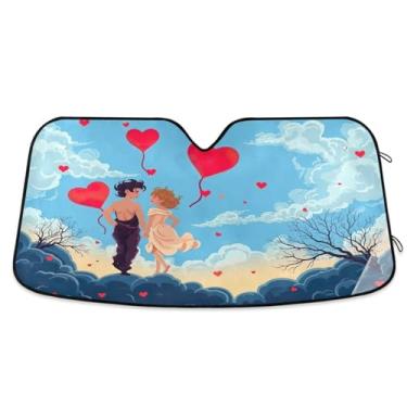 Imagem de Wassud Para-sol para para-brisa de carro, para-sol para janela frontal de carro, protetor de viseira de sol bloqueia raios UV, persiana dobrável sanfonada automotiva para carro, caminhão, SUV, 80 x