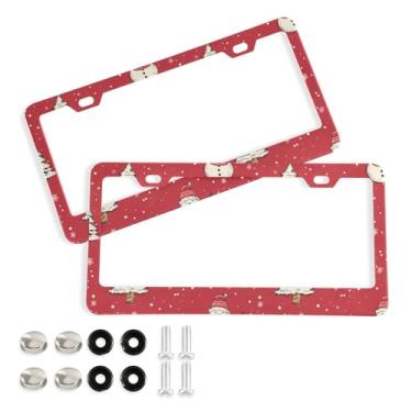 Imagem de Wassud Moldura decorativa de alumínio para placa de carro de árvores de Natal, 2 unidades, suporte universal para placa de carro para carros padrão dos EUA