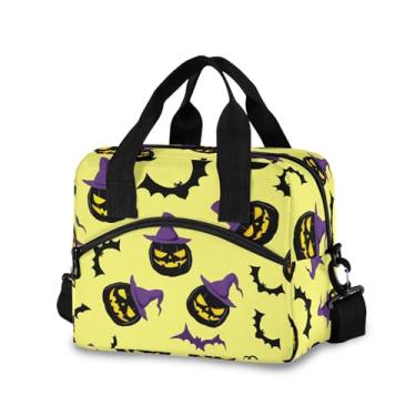 Imagem de Burbuja Pumpkins with Evil Sorrisos Lancheira isolada para mulheres e homens, lancheira portátil com alça de ombro destacável, lancheira para viagem, piquenique, escritório, trabalho