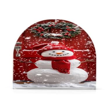 Imagem de Qilmy Guirlandas de Natal e bonecos de neve porta-guardanapos para mesas, porta-guardanapos de papel de placa acrílica elegante, dispensador de papel de seda independente moderno para jantar, sala de