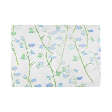 Imagem de Burbuja Jogo americano de flores azuis e verdes em forma de sino, conjunto de 4 tapetes de mesa laváveis antiderrapantes, resistentes ao calor, para cozinha, mesa de jantar, ambientes internos e