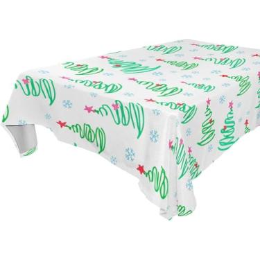Imagem de Burbuja Toalha de mesa de árvore de Natal, toalha de mesa quadrada anti-rugas grossa para decoração de jantar, cozinha, festa, 137 x 137 cm