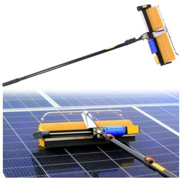 Imagem de SPXMQSS Escova de limpeza de janela telescópica equipamento de limpeza de telhado escova de limpeza de painel solar e poste varões de limpeza de janela telescópicos rolo elétrico de dupla finalidade