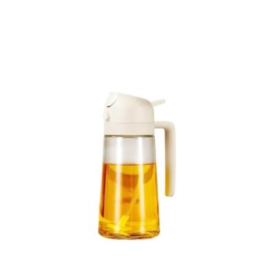 Imagem de HoneyHu Pulverizador de óleo para cozinhar, frasco dispensador de azeite de oliva 2 em 1 para cozinha, garrafa de óleo de vidro premium de 470 ml (preto) (branco)