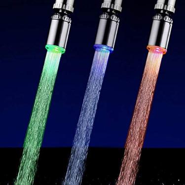 Imagem de Luz de Torneira Água LED RGB com Mudança Cor e Controle Temperatura Fluxo Móvel para Cozinha Banheiro