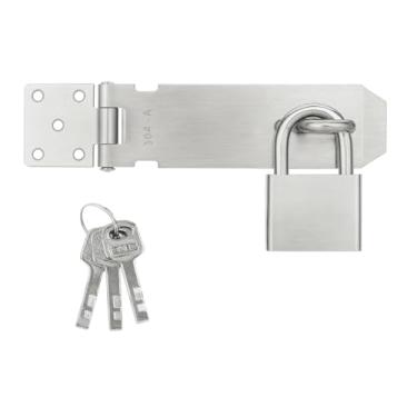 Imagem de 1 conjunto de travas de bloqueio, trava de 5 polegadas com trava de cadeado de 3,8 cm para portão e porta de armário