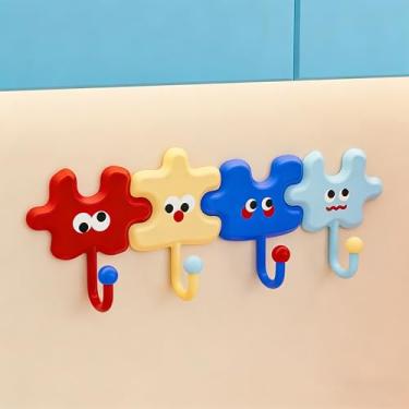 Imagem de YY Kooker Pacote com 4 ganchos para parede, lindos ganchos para pendurar na parede, utilitário criativo e porta-chaves de quebra-cabeça adesivo para chave, cachecol, chapéu, toalha, casaco, bolsa