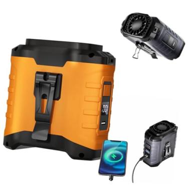 Imagem de Refrigerador de ar vestível, ventilador portátil 5 em 1 de 10000 mAh, 16000 RPM, carregamento USB, à prova de choque e à prova d'água para uso ao ar livre. (Laranja)