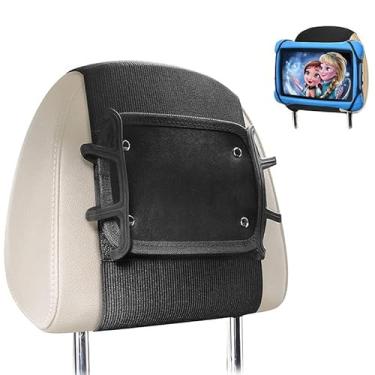 Imagem de Suporte universal para tablet para encosto de cabeça para carro, preto, suporte ajustável para dispositivos de 7 a 13 polegadas, suporte antiderrapante para banco traseiro compatível com iPad