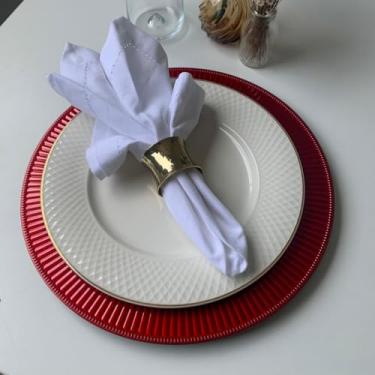 Imagem de 12 Sousplat Redondo Alto Padrão Lux Plastico Rigid Nz Fio Vr (VERMELHO - Kit Mesa Posta)