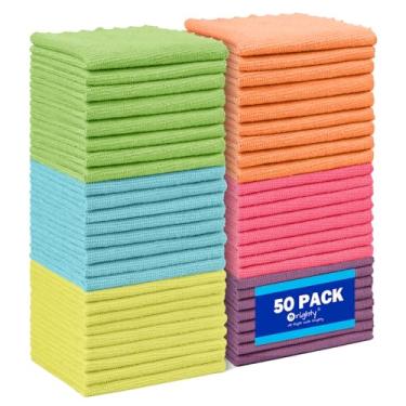 Imagem de Orighty Pano de limpeza de microfibra, pacote com 50 materiais de limpeza altamente absorventes, panos de limpeza de toalhas de cozinha sem fiapos, toalhas de microfibra para carros, casa, janela, 30
