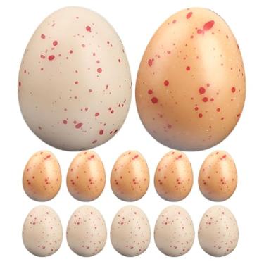 Imagem de Veemoon 20 peças de ovos de Páscoa artificiais, mini ovos de Páscoa de resina amarelo e branco salpicados tigelas de vaso de galinha falsa para decoração de vasos de primavera DIY 0,83 x 0. 63 x 0