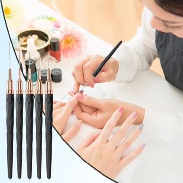 Imagem de Pincel para delineador de unhas | Pincel de ponta fina para detalhes de unhas 5 peças | Tamanhos 7/9/11/15/25 mm UV Gel Polish Painting Ferramentas de design de unhas para linhas longas, detalhes