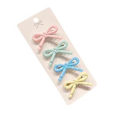 Imagem de Grampo de cabelo com laço colorido doce de bolinhas simples grampos de cabelo bico de pato acessórios de cabelo femininos para o dia a dia (Cor candy)
