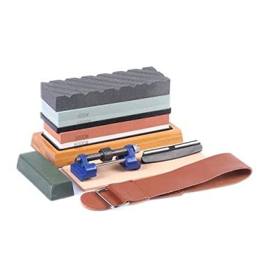 Imagem de Conjunto de Lixa Corundum Branco 400 1000 3000 8000 Grit com Ângulo Pedra Achatamento para Afiar Cortadores Inclui Suporte Silicone Lixamento Base Bam