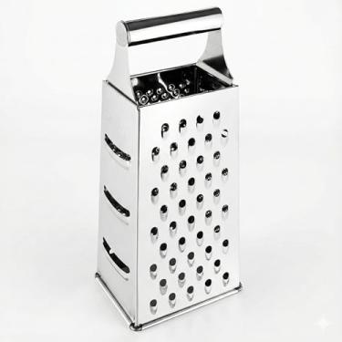 Imagem de Ralador Premium 4 Faces em Aço Inox, Multiuso para Queijos e Legumes, Base Estável, 20,5cm de Altura, Lâminas Variadas, Fácil de Limpar, Durável e Higiênico