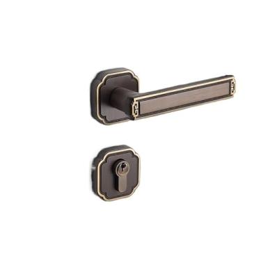 Imagem de Fechadura de porta silenciosa interna totalmente em cobre, independentemente da maçaneta da porta do quarto chinês esquerda e direita (Bronze)