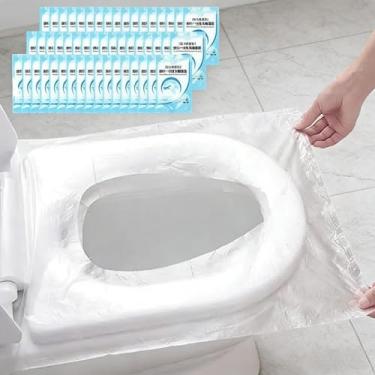 Imagem de 20/30 peças tapete de cobertura de assento de vaso sanitário descartável portátil à prova d'água almofadas de assento de vaso sanitário para viagem, acampamento, acessórios de banheiro (30 peças)