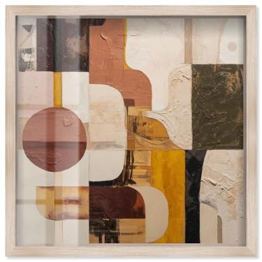 Imagem de Contemporary Layers I Shadowbox Print Modern Wall Art by Art Remedy, Blonde Frame, 78 x 78 cm