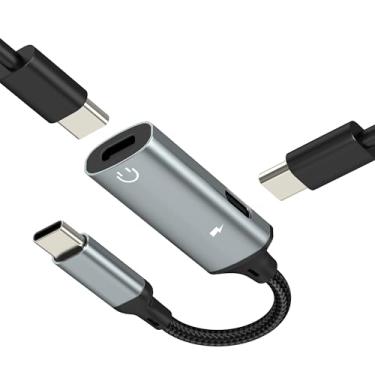 Imagem de Adaptador de fone de ouvido usb c divisor (2 em 1) para iPhone 17 16 15 carregador tipo C, conector de áudio, cabo auxiliar de carregamento duplo fêmea para Apple Fast Port para iPad, conversor de