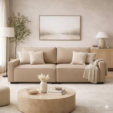 Imagem de Sofá 3 Lugares Moderno Contemporâneo Sala Recepção Suede